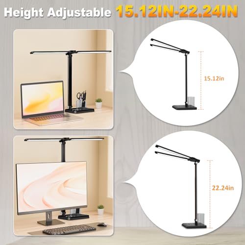 Retractable Dimmable LED Desk Lamp with USB Charging Port Desk Light