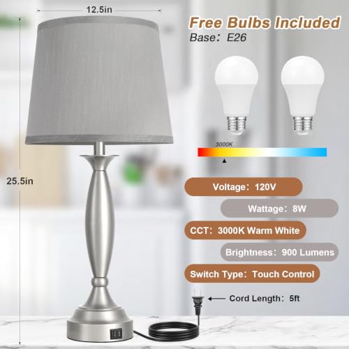 Bedroom Lamps for Nightstand (2 Count)