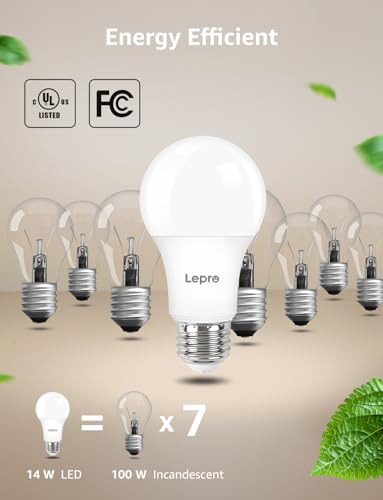 A19 E26 Dimmable LED Light Bulbs 14W 1500 Lumen Daylight White 6 Pack (6 Count)