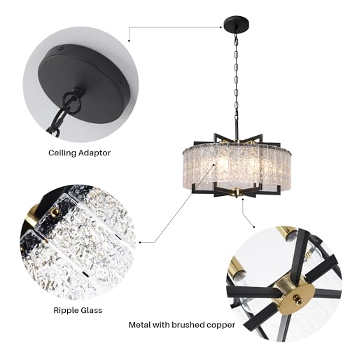 Modern Black Crystal Chandeliers for Dining Room
