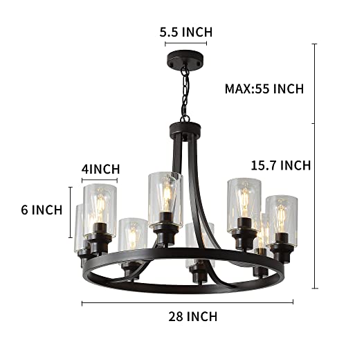 8 Lights Farmhouse Wagon Wheel Chandelier