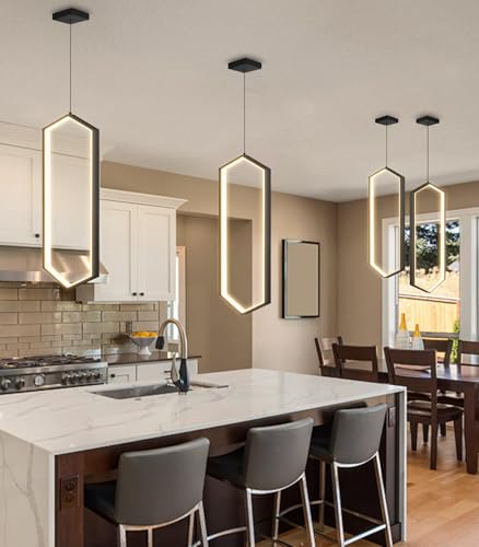 Ring Dimmable Pendant Lighting Adjust LED Mini Chandelier Ceiling Light Fixtures for Kitchen Island Dining Room Living Room Bedroom Hallway Black