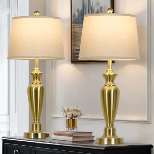 30" Tall Gold Table Lamps Set of 2 (2 Count)