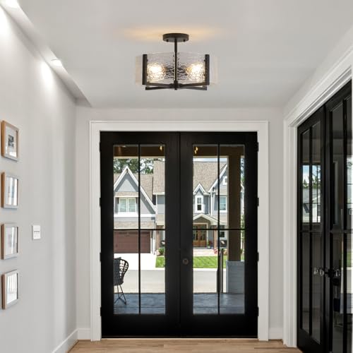 18" Black Large Semi Flush Mount Ceiling Light