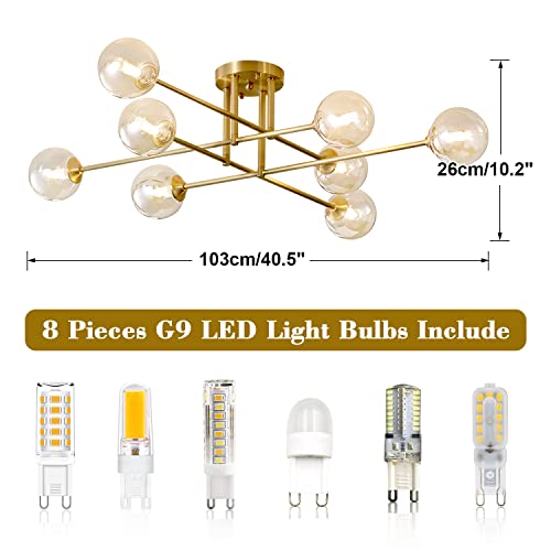 Gold Mid Century Modern Sputnik Flush Mount Ceiling Light 8