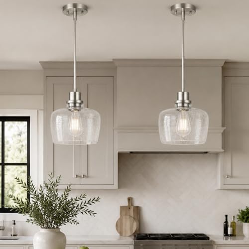 Modern Brushed Nickel Pendant Lights Kitchen Island (2 Count)