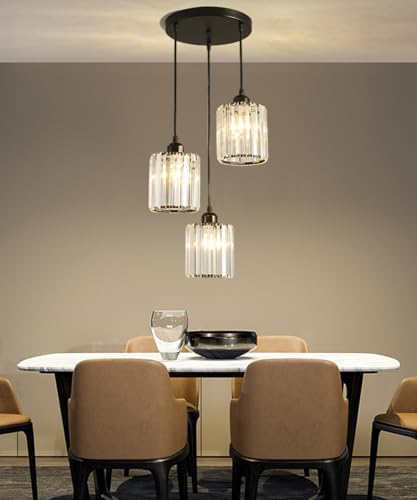 Crystal Pendant Lights Black 3 Light Cluster Ceiling