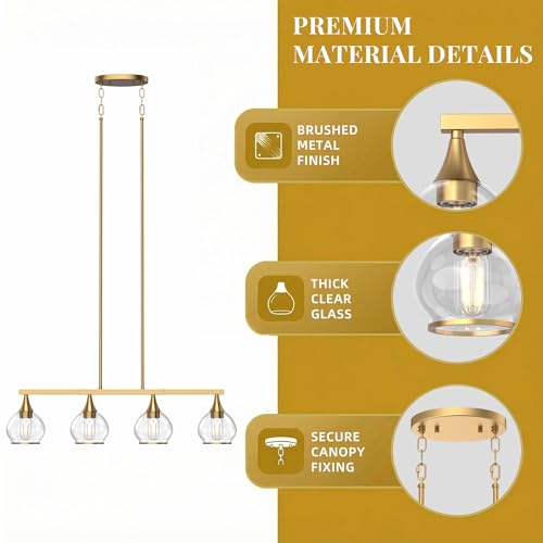 Brushed Gold Kitchen Island Linear Pendant Light