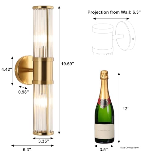 Modern Brushed Brass Vanity Light Fixture 1 Pack