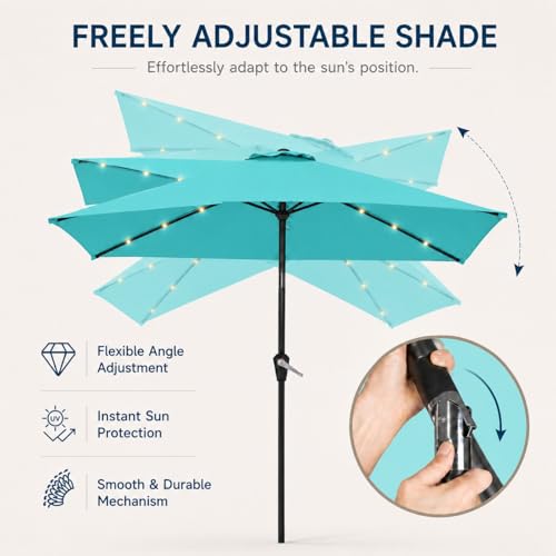 6.5 x 10ft Rectangular Patio Umbrella with Solar Lights