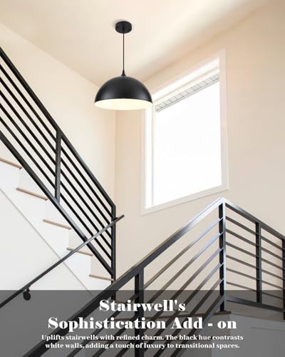 14 Inch Black and White Dome Pendant Light