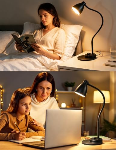 LED Desk Lamp with USB Charging Port 3 Color Modes Dimmable