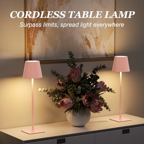 Pink Cordless Rechargeable Table Lamp 5000mAh Battery Operated Lamps