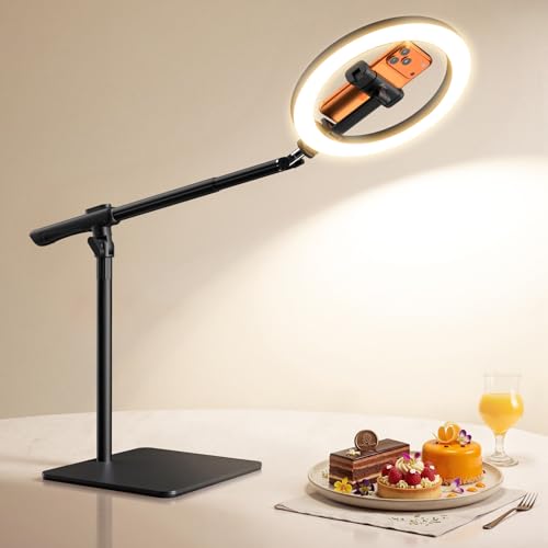 10" Overhead Ring Light for Desk with Weighted Base
