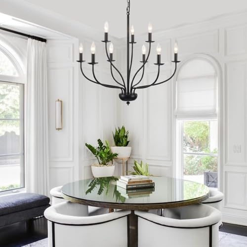 Black Farmhouse Chandelier for Dining Room Light Fixtures 9