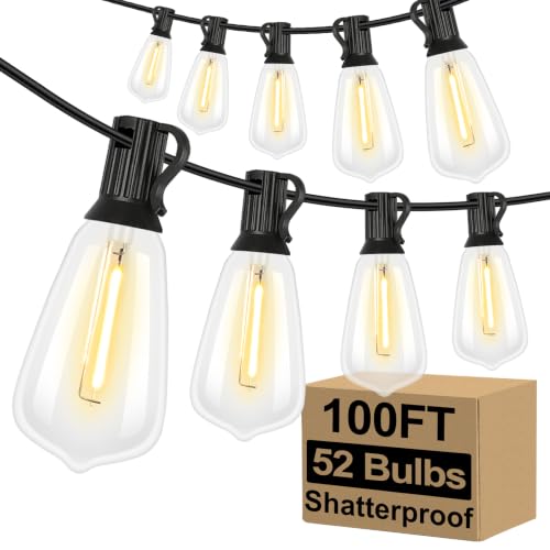 100FT Outdoor String Lights 52 Bulbs