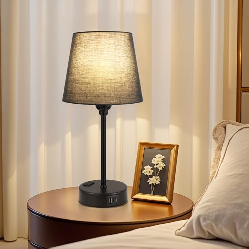 Black Bedside Lamps Set 2 for Bedroom (2 Count)