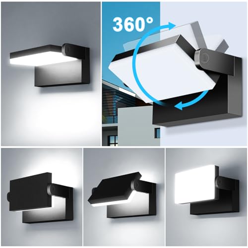60W Outdoor LED Wall Light 360° Rotatable Panel 5000K IP65 2Pack