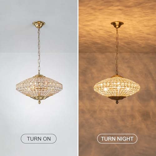 Crystal Chandeliers for Dining Room 18" Vintage Brass Chandelier