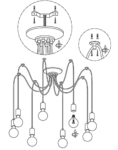 3 Heads Pendant Lamp Lighting Vintage Edison Triple Heads Adjustable DIY Ceiling Spider Lamp E27 Edison Bulb Hanging Chandelier Light Modern Chic Pendant Lighting for Dinning Living Room Bar