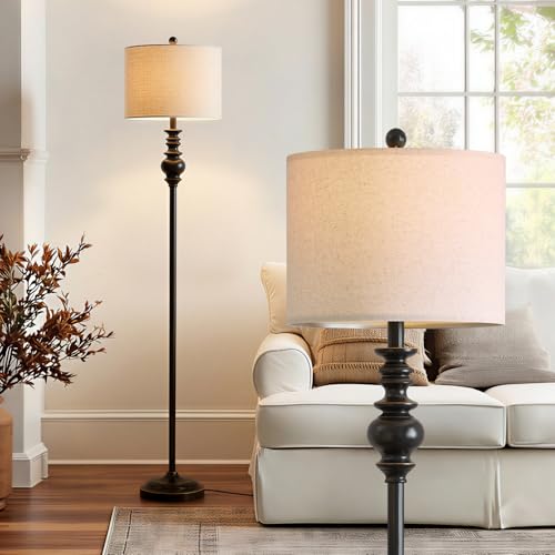 64.25" Farmhouse Floor Lamp for Living Room (Antique Black)