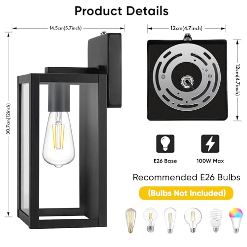 2 Pack Dusk to Dawn Outdoor Wall Lights (2 Count)