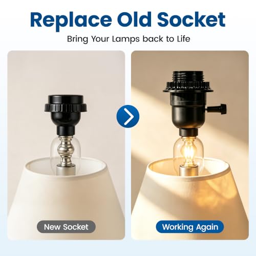 Light Socket UL Listed E26 Lamp Socket Replacement with Switch