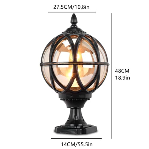 Outdoor Post Light Fixture Hardwired Column Lights with Amber Glass Globe