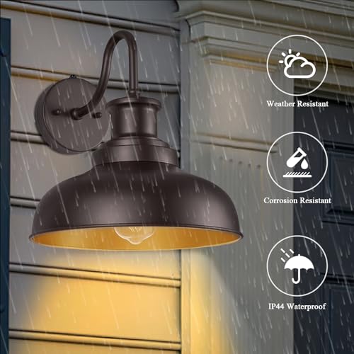 Dusk to Dawn Outdoor Barn Light Outdoor Wall Sconce Farmhouse Exterior Wall Mount Lights Vintage Outside Lighting Fixture Industrial Bronze Lantern for Porch Garage Shed Patio