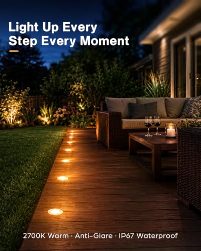 22 Packs Low Voltage Deck Lights Kit with Transformer IP67 2700K (22 Count)