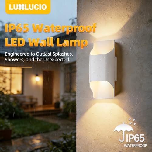 White Up & Down Indoor Outdoor LED Wall Sconce (Cream White / 2 pack)