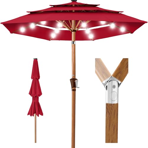 10ft 3 Tier Solar Patio Market Umbrella