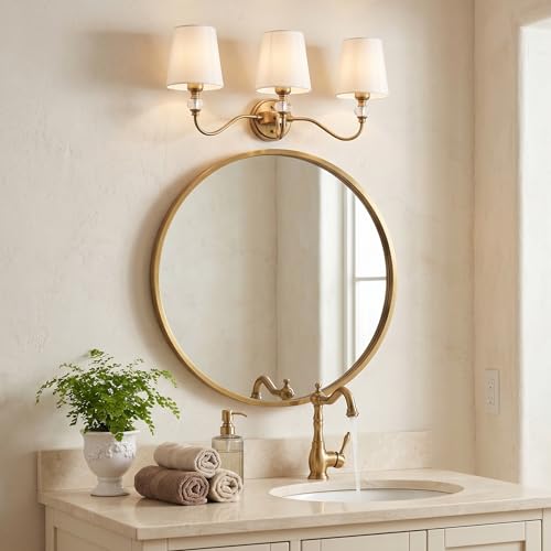 3 Light Vintage Bathroom Vanity Light Fixtures Over Mirror