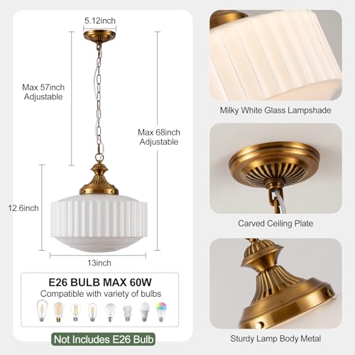 Vintage Milk Glass Pendant Light