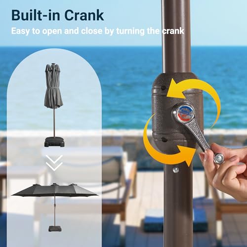 15 Ft Umbrella Outdoor Patio Solar Lights With Base