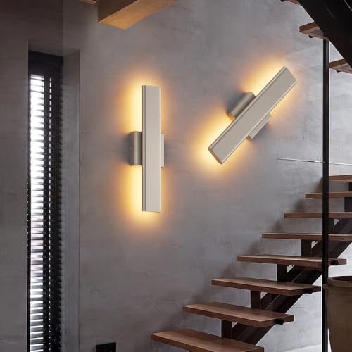 15.7" Nickel LED Outdoor Wall Sconce