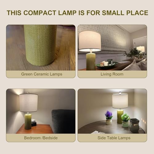 20.25" Small Single Table Lamp for Bedroom Modern Ceramic Nightstand Lamp