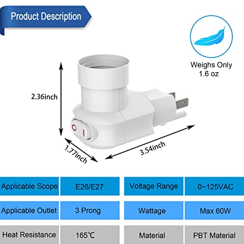 4 Pack Plug in Light Socket