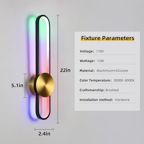 RGB Modern Wall Sconce Dimmable LED Wall Light Fixture with Remote & APP