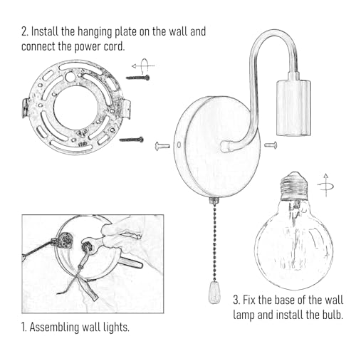 Hardwired Pull Chain Wall Sconce White
