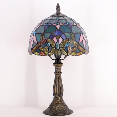 Tiffany Lamp Stained Glass Table Bedside Accent Light 8X8X14.5 inch