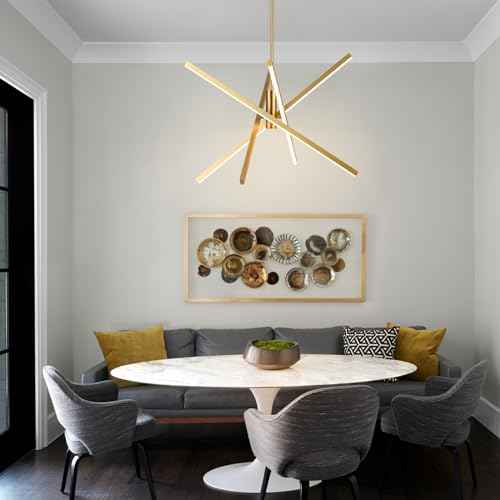 Y'INSP Gold Sputnik Chandeliers Modern LED Linear Chandelier Light 4 Light Pendant Light for Dining Room Foyer Kitchen Island Bedroom Living Room Gold Sputnik Light Fixture