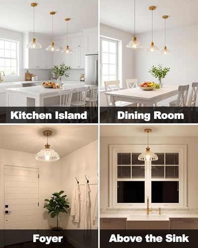 2Pack Glass Pendant Lights Kitchen Island (2 Count)