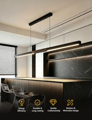 94″ Black Linear Pendant Light