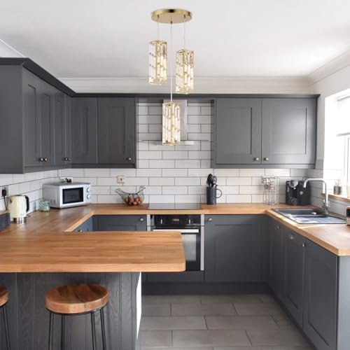 Modern 3 Light Crystal Pendant Light Fixture Kitchen Island