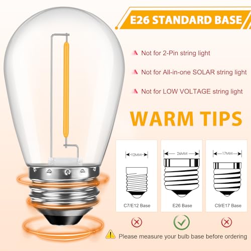48 Pack LED S14 Replacement Light Bulbs