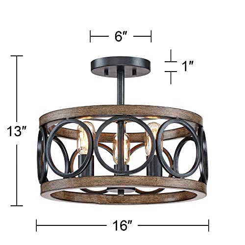 Salima 16" Wide Black Wood 3
