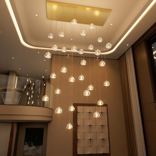 LED Rectangular Chandeliers for Living Room Dining Room Light Dimmable High Ceiling Pendant Lights Fixtures Lighting 26