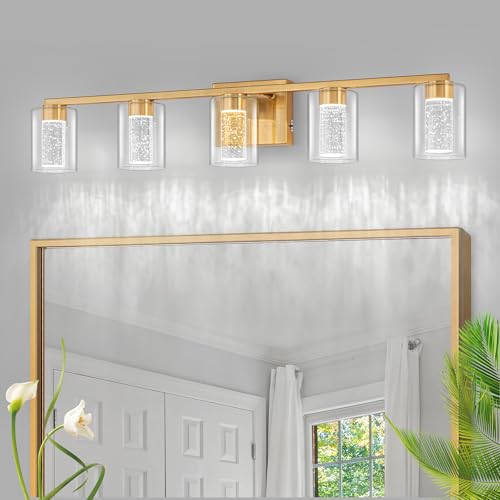 5 Light Gold Vanity Light with 3 Color Modes