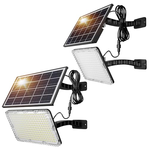 Solar Lights Outdoor 299 LED 1000 Lumens Bright Solar Black 2 Pack (2 Count)